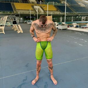 Kyle Chalmers Instagram - Shit just got real serious… I reckon I’m every chance of actually taking flight in this puppy! FIRST is better than FAST 🚀 😜 #PowerskinPRIMO #CobraEDGE #arenawaterinstinct