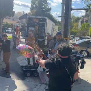 Kyle Newacheck Instagram - My lovely wife @marisanewacheck surprised me on set with a singing telegram for our 8th anniversary, I’m very thankful I didn’t have a heart attack.  Maybe it was love that saved me.  Love rules. ❤️