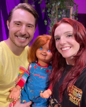 Kyra Elise Gardner Instagram - Popped into @deadmeatjames KillCount this week! 🔪 Not pictured here is me continuously messing up the two lines I had and laughing on the floor. Thank you James for the unexpected fun! 💜 #deadmeat #chucky #seedofchucky #horrormovies