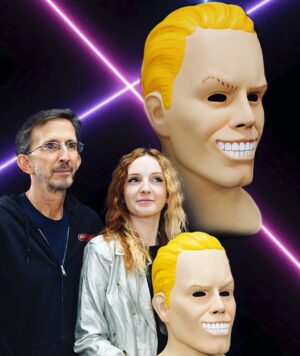 Kyra Elise Gardner Instagram - When covering an 80’s movie one must make a cheesy 80’s portrait. Our 🔪Totally Killer🔪 podcast episode is now live! @tonygardner talks about how @alterianinc and the director came up with this iconic creepy look for the mask of the movie. 
#linkinbio #totallykiller #totallykillermovie #slasher #80shorror #horrorpodcast #fleshandblood