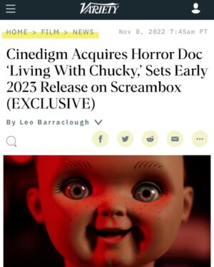 Kyra Elise Gardner Instagram - I’ve sold my first feature, “Living With Chucky”!! 🎉 I’m so thrilled you all will get to see what I’ve been working on for the past 3 years but has really been 34 years in the making. A labor of love I couldn’t have done without the help of friends, family, and the time of #BradDourif , @realdonmancini @fionadourif @jennifertilly @boydbilly @tonygardner @alex_vincent @christineelisemccarthy & so many more. Thank you all for making this possible, and to the Chucky fans who’ve continued to show love & support for their favorite killer doll over the past 3 decades ❤️