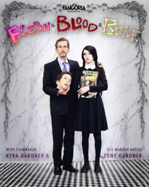 Kyra Elise Gardner Instagram - Looking for a new podcast? Don’t lose your head! Filmmaker Kyra Gardner (Living With Chucky) and special effects makeup artist Tony Gardner (Hocus Pocus, Addams Family, 127 Hours, Zombieland, Chucky) bring you the Flesh & Blood & Bone podcast! 🎙️ This father daughter duo takes you behind the scenes on how Tony has created his effects on film since the 80’s, and shares Kyra’s ongoing journey as an independent film director in the horror genre. Their first episode of the monthly podcast drops this Friday - be sure to tune in! 🩸