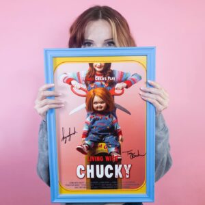 Kyra Elise Gardner Instagram - Took me long enough. Living With Chucky merch is now available! We have posters, cute stickers (made by the wonderful @avemonsters), buttons and handmade prints! This is my first online store so bare with me as I navigate the kinks y’all ❤️ The link to the shop (which will also be my podcast shop!) is in my bio! 🔪 #chucky #livingwithchucky #horrormerch #indiefilmmaker