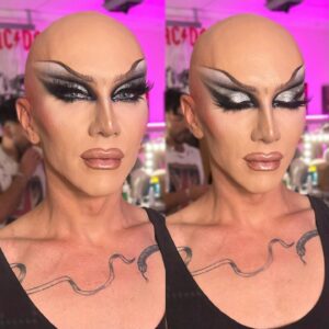 Laila McQueen Instagram - Did y’all catch the show in last weeks episode of @werehere ?!
Here’s a few close ups and concepts from my time on set this episode. Had the privilege of closing out in TN by painting the lovely faces of @sashavelour and @veronica.p679 <33 
-
Don’t miss out on the next episode this week as we head to Oklahoma and also welcome @latriceroyale to the we’re here family!
-
-
Hair @wigsandgrace 
Dress @marcosquared @diegomontoyastudio 
Gloves @zoeziegfeld