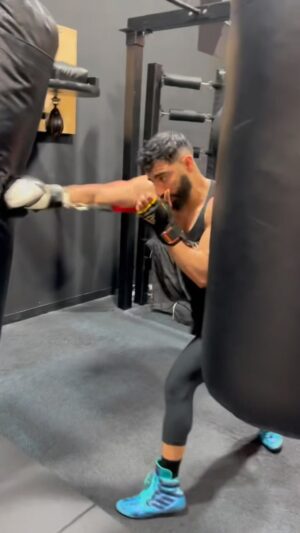 Laith Ashley Instagram - Safe to say I’m obsessed 🥊. Back to basics!
Huge shoutout to habibi @adelkyokushin for his time, and commitment. I feel better, faster, stronger, and more confident than I have in a long time. 

Today I worked on recruiting more power. He said I was too dependent on my upper body strength, so he exhausted my upper body with the bungees, so that I only used my legs and core. That’s where the real power comes from. I already have power and speed, so if I put the muscle and proper technique together, the result will be devastating. 💥 

Let’s go @humblewarriorgym 💪🏽

#boxing #training #hardwork