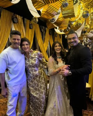 Lakshmi Manchu Instagram - Reconnecting with my Chennai buddies amidst all the madness and fun was incredible. The bond we share is pure and heartfelt. Wishing Varu and Nikki a lifetime of happiness together. Thank you all for including me in your festivities. Special shout-out to the OG, Radhika Garu, for the endless laughter and deep conversations that left my stomach hurting. To each one of you both, in this picture and beyond, thank you for the unwavering love and inclusion. Time simply disappears when I’m with you.