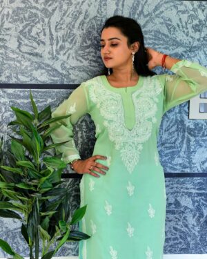 Lakshmi surendran Instagram - Our chikankari Kurtis collections💚🧚🏻‍♂️
.
.
Just for you
.
.
@suryatv 

#model #fashion #photography #love #style #instagood #photooftheday #beauty #instagram #beautiful #like #follow #photo #art #photoshoot #picoftheday #modeling #portrait #cute #girl #photographer #happy #smile #likeforlikes #me #myself #makeup #bhfyp #nature #instadaily