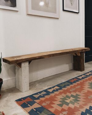 Lane Toran Instagram - Today’s project: build a bench from old barn wood. Hazy supervising per us(ual).