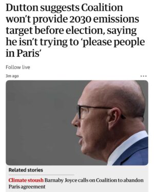 Larissa Waters Instagram - The Coalition will never be serious about the climate crisis. Pleasing people in Paris is hardly the issue here, but the Opposition Leader knows that. 

The Liberals' nuclear fantasies are a distraction. Labor has 92 new coal and gas projects in the pipeline, and the 5 new coal and gas projects  approved in the last year. 

The major parties are making the climate crisis worse. People want action on climate change, not more coal, gas and hot air from the climate deniers.