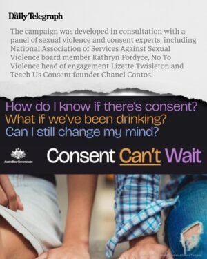 Larissa Waters Instagram - Good to see Government campaigns involving actual experts like Chanel Contos, No to Violence and National Association of Services Against Sexual Violence to design much needed consent education.

Everyone has the right to age-appropriate, evidence-based sexual and consent education. Sexual consent education in schools can help dismantle the persistent rape culture that continues to harm women, and ensure everyone understands that only informed and enthusiastic consent means yes.