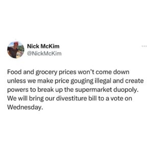 Larissa Waters Instagram - Labor needs to decide whether to protect the profits of supermarket giants or provide relief to Australian shoppers.

The Greens will continue to push for measures that foster competition and lower prices.