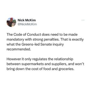 Larissa Waters Instagram - Labor needs to decide whether to protect the profits of supermarket giants or provide relief to Australian shoppers.

The Greens will continue to push for measures that foster competition and lower prices.