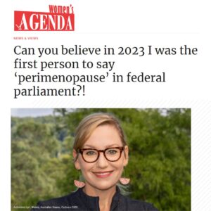 Larissa Waters Instagram - The first hearings of the Senate inquiry into peri and menopause start on Monday, where we'll hear from and get to ask questions of experts, academics, health and workplace practitioners, and – most importantly – people with lived experience of perimenopause and menopause. 

I've been blown away by the support from all sides of politics on this issue, as well as from the public, and cannot wait for this inquiry to get underway. And for a dynamite report which we will pressure the Government of the day to implement the recommendations of – because women are worth it!

Full article @womensagenda