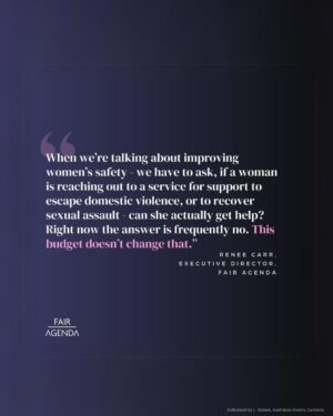 Larissa Waters Instagram - The Budget was the Albanese Government's chance to finally act on the calls from women's safety advocates and experts, and fully fund frontline domestic, family and sexual support services.

Crowing about a $9 billion surplus and continuing to hand out $50 billion in fossil fuel subsidies while refusing to provide $1 billion to properly fund women's safety would be laughable if it weren’t so deadly.