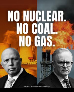 Larissa Waters Instagram - The Coalition’s nuclear plan is a fantasy, but the reality is, when it comes to coal and gas, Labor and the Liberals are on a unity ticket.

Both the major parties take millions from polluting fossil fuels corporations.

We must fight back against the major parties’ attempts to distract us.

We need climate action, and a clean energy plan to get us there.