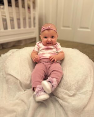 Larissa Wohl Instagram - Somebody wanted to show off her Sunday best 😌💜
Thanks to @ginassimplebeauty for this adorable get up. The shoes are the best!!
•
•
•
 #mom #mama #momlife #mommy #momnashville #larissawohl #baby #babygirl #mybaby #mybabygirl #girlmom #daughterlove #daughter #emma #emmaelizabeth #workingmom #favoritejob #nashbabies #nashvillebaby #larissa #momhood #4months #4monthsold #fourmonthsold #babyshoes #shoes #shoesies #ootd