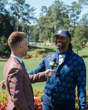 Larry Fitzgerald Jr. Instagram - Great times @themasters this week. It’s fun to witness the amazing play of the world’s best up close! Plus, I got a chance to chat with @espn‘s @MartySmithESPN—check out the interview 🔗 in bio.