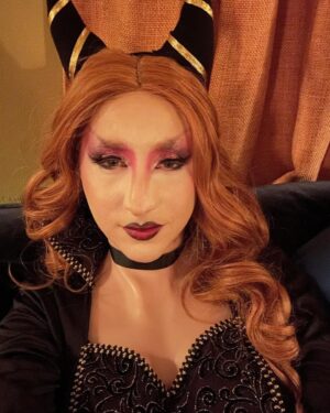 Larry Saperstein Instagram - hot girl autumn (halloweekend nite 2) 🍂💋
.
💄: @stephsstories 
👗: @jacobbellotti 
.
#drag #maleficent #halloweekend