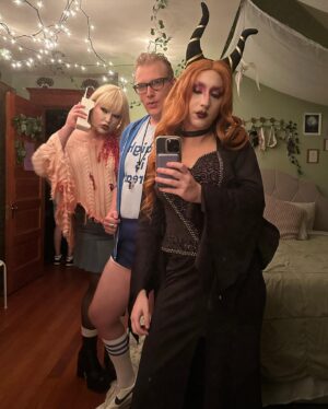 Larry Saperstein Instagram - hot girl autumn (halloweekend nite 2) 🍂💋
.
💄: @stephsstories 
👗: @jacobbellotti 
.
#drag #maleficent #halloweekend