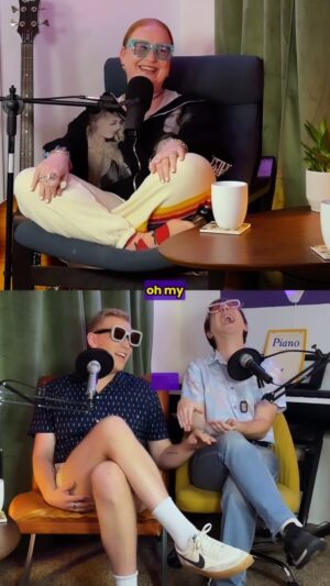 Larry Saperstein Instagram - Ep 3 of the new queer podcast “Let’s Talk About That! With @larrysaperstein and @jacobbellotti ” is streaming now at the link in our bio! This week we’re sitting down with the iconic @julialester to talk about #hsmtmts and more! 💕🏳️‍🌈