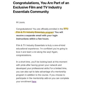 Laura Aleman Instagram - La vida tiene una manera de cerrar ciclos. 🌟 Gracias al programa de becas de Yellowbrick , tengo la gran dicha de inscribirme en las certificaciones de Film/TV Industry Essentials y Performing Arts Industry essentials de @nyuniversity ! 🎬✨

Cuando estaba en escuela superior, adquirí una beca para estudiar coreografía en NYU, pero múltiples cirugías cardíacas me impidieron seguir ese sueño. Mi corazón necesitaba cumplir una educación en la escuela de mis sueños. 

Desde la pandemia, aunque he hecho al menos 1-2 películas al año, mi carrera se sentía estancada. Empezar de nuevo con estos cursos me da la oportunidad de reconstruir la confianza en mis capacidades, aprender cosas nuevas y fortalecer mi pasión por la industria. Agradecida a mi mamá y abuela por enseñarme que invertir en educación es el mejor regalo que puedo hacer por mí misma.💖

Life has a way of bringing us full circle. 🌟 Thanks to Yellowbrick’s scholarship program, I’m thrilled to enroll in NYU’s Film & TV and Performing Arts Industry essentials certifications! 🎬✨

I was originally awarded an NYU scholarship for choreography after high school, but multiple heart surgeries kept me from pursuing that dream. My heart needed to fulfill an education of some sort at my dream school. 

Since the pandemic, although I have done at least  1-2 movies a year, my career felt stagnant. Starting over with these courses gives me a chance to rebuild my confidence, learn new things, and strengthen my passion for the industry. Grateful to my mom and grandma for teaching me that investing in education is the best gift to myself. 💖