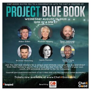 Laura Mennell Instagram - If you miss @historybluebook as much as I do... come see some of our #projectbluebook gang back together for @chat4good  on @loopedlive!  Join #aidangillen, @mkmalarkey, @michaelharney7, @neal_mcdonough, @seanjablonski, @davideoleary, and I, this Wednesday at 12pm PST.  Can’t wait to hear from wonderful fans like you!  We’ve missed you guys!
For more info, go to the link in my bio.
#📷 : @edaphotographer 
.
.
.
.
.
.
.
.
#saveprojectbluebook #renewprojectbluebook #gocampaign #chat4good #pbb #hynequinn #michaelmalarkey #aidangillen #michaelharney #lauramennell #captainquinn #allenhynek #generalvalentine #mimihynek #charity #actors #actorsonacting #epicseries #scifi #ufos #1950s #behindthescenes #americanhistory #vancouverfilmindustry #reunion