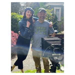 Laura Mennell Instagram - Here’s the man behind the magic of stills photography on @historybluebook, and countless other Vancouver productions…. @edaphotographer!  Had a blast testing out old 8x10 Polaroid film from the 90s with him, and also playing around with shots in my living room. 
You can find more of Ed’s work at  @edaraquel2.
Thanks again for sharing your talents Ed, and for making me look like a French folk singer from the 70s in the Polaroid. ;) 

#edaraquel #polaroid #portraits #blackandwhitephotography #girlsonfilm #actress #lauramennell #projectbluebook #photomagic #actorportrait #iloveberets #findyourlight #smokeandmirrors #actorslife #90spolaroid #fauxfrenchie #polaroidpicture #vancouverfilm #hollywoodnorth