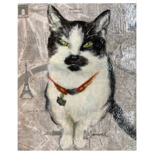 Laura Mennell Instagram - Hey?! Wanna help out a FANTASTIC cause?!!! The Kidney Foundation is once again doing their annual @brushofhope celebrity auction.  Help raise funds for a worthy cause, by bidding on paintings and memorabilia. 
This year, my piece is is titled “Ceçi N’est Pas Un Chat.” It’s of my usual muse, my cat, Louie. 
If you want to take this piece home, or check out other artwork to bid on, the link is in my bio.
Auction ends November 10th. Happy bidding! Xo 
.
.
.
.
.
.
.
.
#cecinestpasunchat #lauramennell #brushofhope  #celebrityauction #catart #cecinestpasunepipe #catsofinstagram #browneyedgirl #actorsandtheircats #canadianactor #autograph #projectbluebook #maninthehighcastle #loudermilk #batwoman #vanhelsing #watchmen #mimihynek  #evelynrhyme #enigma #batwomanfans #projectbluebookfans #vancouverfilmindustry #actorslife #paris #eiffeltower #parislovers #mappainting #mapofparis