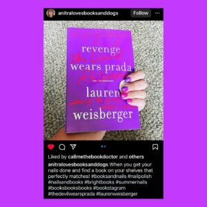 Lauren Weisberger Instagram - Ah, how cool is this? Can this be a trend? Go *you* @anitralovesbooksanddogs - from a fellow book and dog lover.