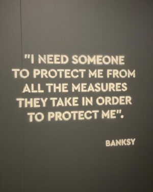 Laurie Fortier Instagram - Banksy: Genius or Vandal? Brilliant.
.
.
.
#banksy #exhibition #LA #graffiti #art #graffitiartist #love #walledoffhotel #dismaland #artist #anoymous #onlyonelife