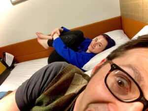 Laurie Penny Instagram - Last December, in my favourite surprise twist for sometime, I agreed to wed this delightful weirdo.
Fast forward a year and …all I said was ‘you should take a nice picture of us on the fancy train’.
#caledoniansleeper #anniversary