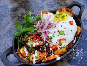 Lawrence Duran Instagram - Chorizo Con Papas
Roasted Yukon gold potatoes/ Mexican style pork chorizo/ Cotija/ Crema/ Pickled onions & peppers/ Cilantro/ Fried egg
.
.
.
.
.
.
.
#Breakfast #Brunch #ChorizoConPapas #FunFood #MexicanFood #CheatMeal #PicOfTheDay #IGDaily #Chef #PrivateChef #WahlbergChef #Blessed