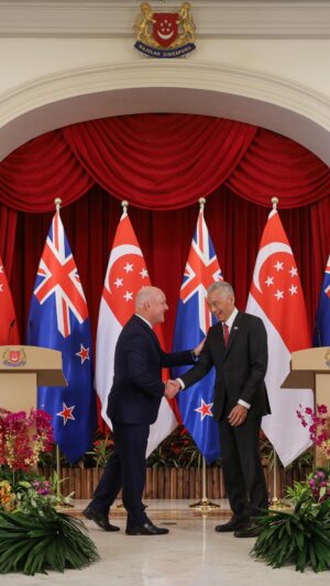 Lee Hsien Loong Instagram - Happy to welcome New Zealand PM @christopherluxon on his first official visit to Singapore.

PM Luxon and I reaffirmed our excellent bilateral relations. This is the fifth year of the Singapore-New Zealand Enhanced Partnership (EP). We’ve made good progress and are expanding the EP with a new pillar on Supply Chains and Connectivity, to keep our economies connected amidst an increasingly volatile global situation.

Next year will be the 60th anniversary of our diplomatic relations. PM Luxon and I agreed we should elevate our EP to further explore initiatives such as sustainable aviation, green economy and supply chains.

I look forward to taking our bilateral ties to greater heights and wish PM Luxon a fruitful stay in Singapore. 🇸🇬🇳🇿– LHL

(PMO Video by Koh Yong Sheng)
