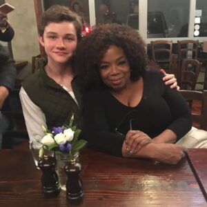 Levi Miller Instagram - I would like to share with you all the reason I look emotional in this photo.
I was privileged to have dinner with Oprah. It was incredible to speak about life and experiences with someone who has been an inspiration for me for years. It was truly a dream come true.