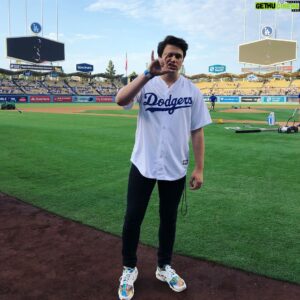 Liam Attridge Instagram - National Anthem @ the Dodgers stadium today!!!