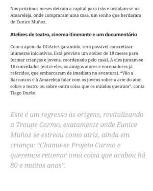 Lídia Muñoz Instagram - Estivemos a contar à Andreia Costa do @observador o porquê da nossa ida para a Amareleja ♥️
Podem ler a entrevista completa no site do observador
