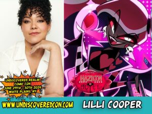 Lilli Cooper Instagram - We are extremely excited to announce that Velvette herself Lilli Cooper @lilcoopz will be joining our Hazbin Hotel reunion along with Blake Roman (Angel Dust), Joel Perez (Valentino), and Krystina Alabado (Cherry Bomb) as guests at this years Undiscovered Realm Comic Con taking place June 29th and 30th at the Westchester County Center in White Plains, NY. 

Stay tuned to see who else may be making the trip from hell to join the reunion!

Advance tickets are now available on 
www.Undiscovered-Con.com

In addition to the voice of Velvette in Hazbin Hotel she played the role of Doc on Fraggle Rock: Back to the Rock. She was the standby for Elphaba in the Broadway production of Wicked originated the role of Martha Bessell in Spring Awakening. She originated the role of Sandy Cheeks in the Broadway production of SpongeBob Squarepants. Cooper played Julie Nichols in the musical adaptation of the 1982 film Tootsie in its Chicago debut and reprised the role on Broadway receiving a nomination for a Tony Award for Best Actress in a Featured Role in a Musical for her performance and more.

#hazbinhotel #hazbinhotelfanart #hazbinhoteledit #hazbinhotelart #helluvaboss #anime #animecon #animeconvention #comiccon #comicconvention