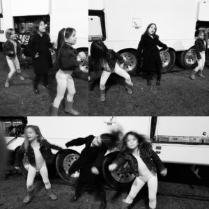 Lily Rose Smith Instagram - People have asked how we handled late night shoots when we were filming @thecwtvd #thevampirediaries …. This is how! We would dance and play games with our set teacher! #whipnaenae was our favorite dance 😄😆 

can you tell what episode this was based on our (partial) outfit??? #nightshoot #tvdforever #josiesaltzman #josieandlizzie #saltzmantwins #sterolinewedding #throwbackthursday 🔙