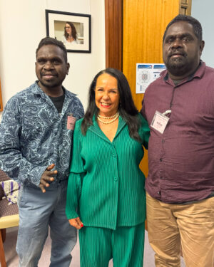 Linda Burney Instagram - Dino and Darren from Black As stopped by to have a yarn today. 

They make some incredible videos showcasing life in remote Arnhem Land. 

It's fantastic to see Aboriginal culture celebrated and enjoyed by so many around the world because of their work. Keep it up!