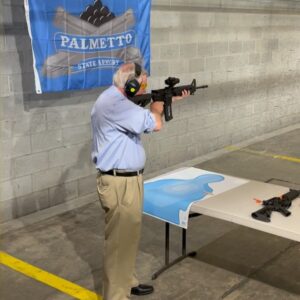 Lindsey Graham Instagram - In 1994, there was an Assault Weapons Ban – the evidence indicates that there was really no change at all in crime, because the crooks are going to get a gun! 

Today at Palmetto State Armory in Greenville I fired one of the weapons they are trying to ban.

Now, why would anybody need to own an AR-15? 

If there is a breakdown of law and order, and that can happen -- we've seen it happen in our major cities. 

Remember Hugo, where people were isolated for days? Remember Katrina?  It's not impossible to find yourself in the modern world without any police protection, because that's just the way the times are in which we live in. 

We're talking about defunding the police!