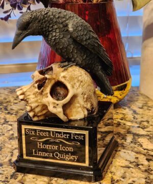 Linnea Quigley Instagram - @sixfeetunderhorrorfest presented me with this beautiful award