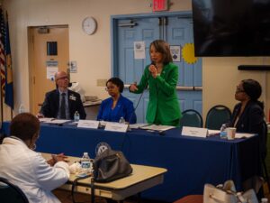 Lisa Blunt Rochester Instagram - Seniors are seeing lower health care & prescription drug costs thanks to the Inflation Reduction Act we passed last Congress.

Proud to be w/ Centers for Medicare & Medicaid Services Administrator Chiquita Brooks-LaSure, @westsidehealth, & @aarpdelaware at the Wilmington Senior Center today to spread the word about these cost-saving benefits.

The IRA capped the cost of insulin at $35/month, reduced prescription drug costs, made recommended vaccines free & gave Medicare the power to negotiate the price of prescription drugs.

Bottom line - it's making health care more affordable & putting $$$ back in people's pockets.