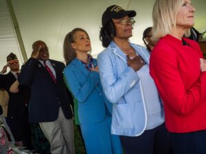 Lisa Blunt Rochester Instagram - This morning, I joined @destatedept Office of Veterans Services’ Memorial Day Service. As we gathered at the Delaware Veterans Memorial Cemetery, we reflected on those who gave their last full measure of devotion to our country. We are eternally grateful for their sacrifices.