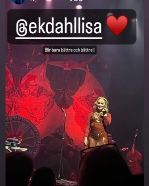 Lisa Ekdahl Instagram - Tack Gud och tack publiken.
Jag älskar mitt liv.
Det bara är så. @cirkusarenor @wherearetheunicorns @livenationswe @mathiasblomdahl @pontusgillgren @danielgahrton @andreasnordell