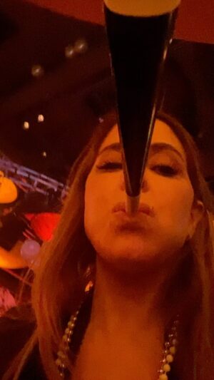 Lisa LoCicero Instagram - Resolution: improve skills on party horn😐 Happy 2024!! #happynewyear #vibrato
