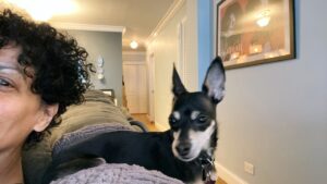 Liza Colón-Zayas Instagram - Tested Negative today, so I was finally 
able to have a visit from my favorite body guard, Baldwin. Here he is on duty.