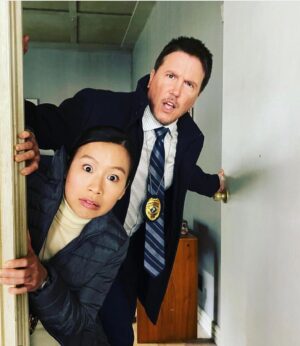 Lochlyn Munro Instagram - @itsanniechang posted this photo today, but if you swipe to next photo, I remember it more like that!!! 😂😎
Annie is so much fun to work with AND she is an amazing actor. Very blessed to have had her as my partner in crime (fighting) ❤️🙌🏻
Check out episodes 1-3 on @hbomax now!! Episode #4 drops on January 20th.  @hbomaxpeacemaker
