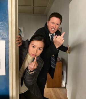 Lochlyn Munro Instagram - @itsanniechang posted this photo today, but if you swipe to next photo, I remember it more like that!!! 😂😎
Annie is so much fun to work with AND she is an amazing actor. Very blessed to have had her as my partner in crime (fighting) ❤️🙌🏻
Check out episodes 1-3 on @hbomax now!! Episode #4 drops on January 20th.  @hbomaxpeacemaker