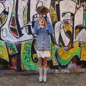 London Fuller Instagram - found this floating hat?????? 🤔
📸: @firebirdimagery 
•
•
•
#styleinspo #girlsfashion #fashion #kidsfashion #picoftheday #cowgirl #graffiti #streetart #model #editorial #blonde #illusion #magic