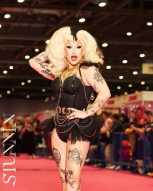 Loosey LaDuca Instagram - DragConUK was SO PUSS! Special thanks to @iisanmusic , @pandakimchi , and @_tess.0 for being superstars at my booth. So proud of the backdrops @luis_lopez_art and I made and the stunning outfit @miaezlay and I made. SEE YOU IN LA IN JULY FOR @rupaulsdragcon !! xx